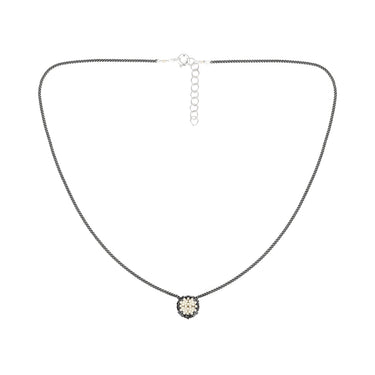 Collar Diamantes 1 Redondo Negro Corto Perla